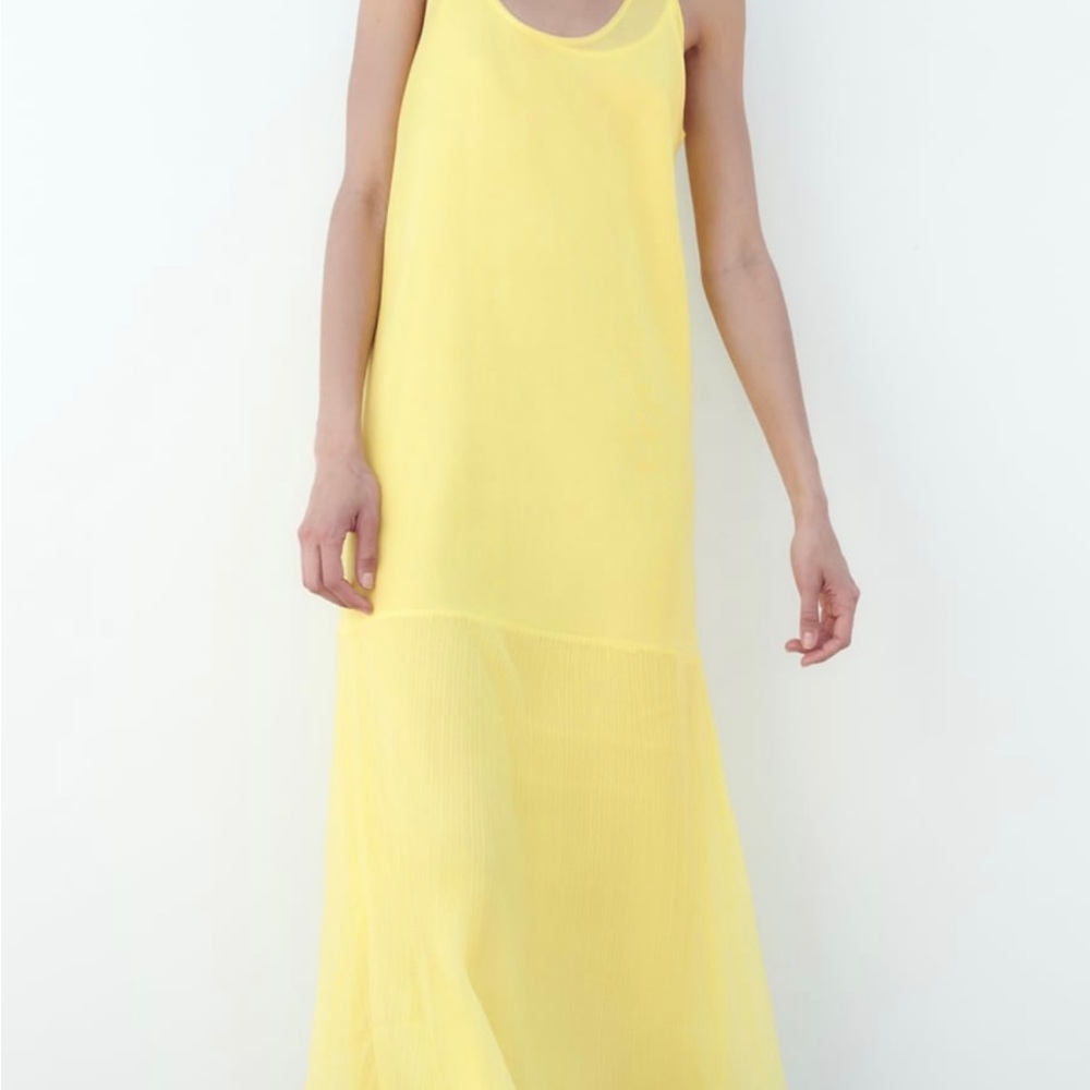 Zara Yellow Sleeveless Midi Dress